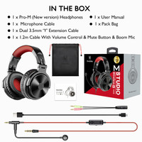 Oneodio przewodowe bezprzewodowe słuchawki z Bluetooth z mikrofonem Boom Stereo słuchawki bezprzewodowe gamingowy zestaw słuchawkowy do telefonu, komputera komputer dla graczy 6